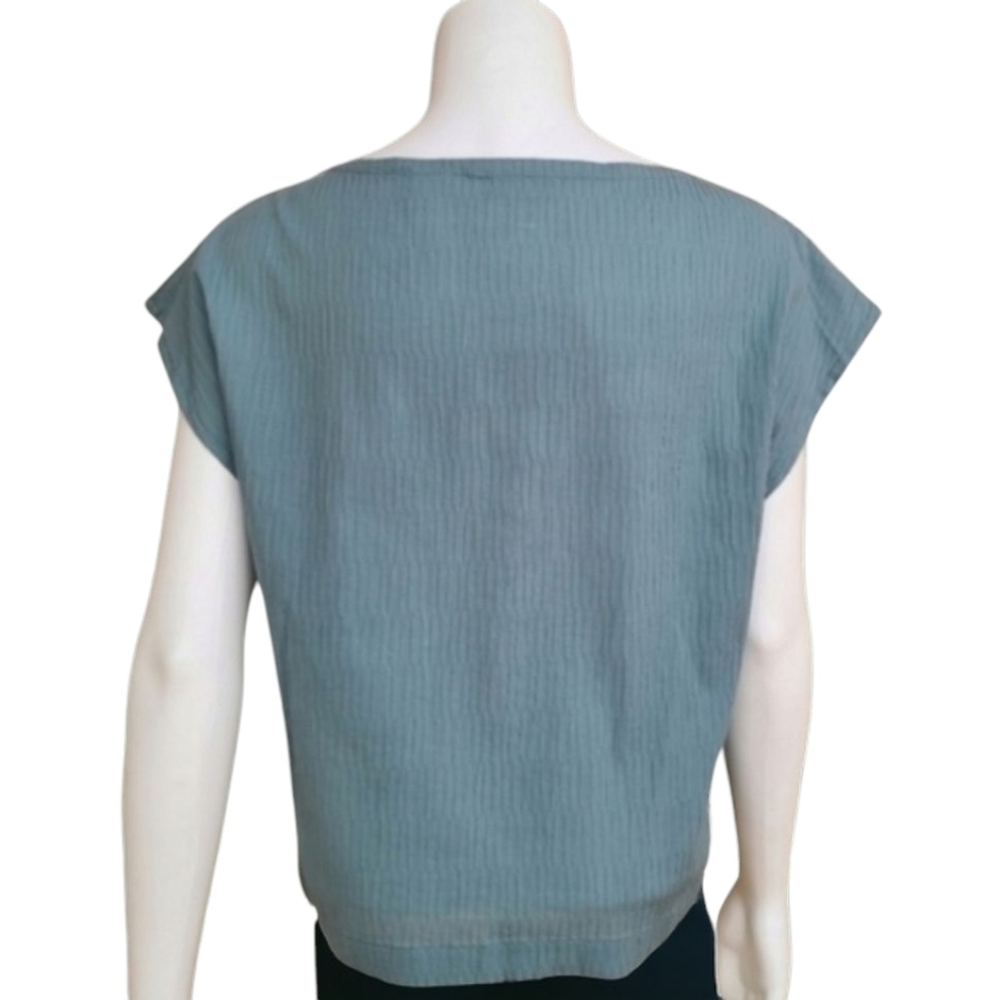 VINTAGE 80s SHAMASK Textured Crop Top S Minimalist Avant Garde Industrial Boxy - Picture 7 of 16